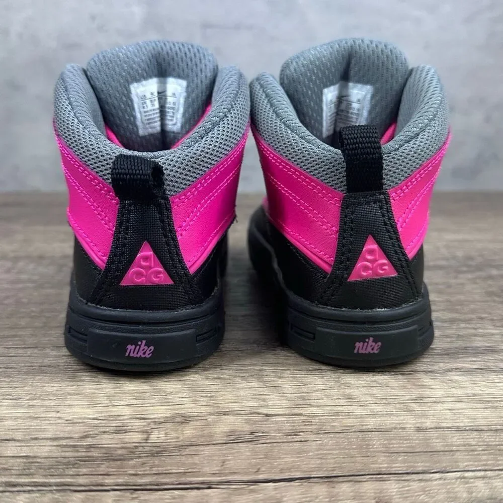 Nike~Girls Toddler~ACG Woodside 2 High Pink/Black/Gray Boots~Size 9C (524878-600